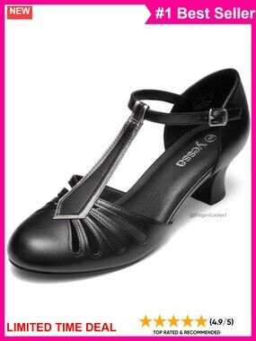 2" Character Dance Shoes T-Strap PU Leather Ballroom Salsa